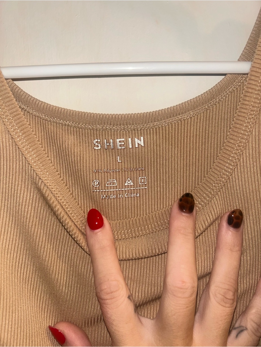 SHEIN Ribbed Side-Tie Tank Top - Camel - Picture 3 of 3